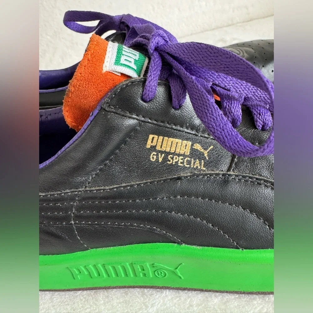 Puma GV Special Men's Black Leather Sneakers with Green Sole Size 8.5